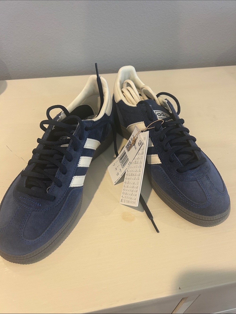 adidas Navy Suede Sneakers with White Stripes